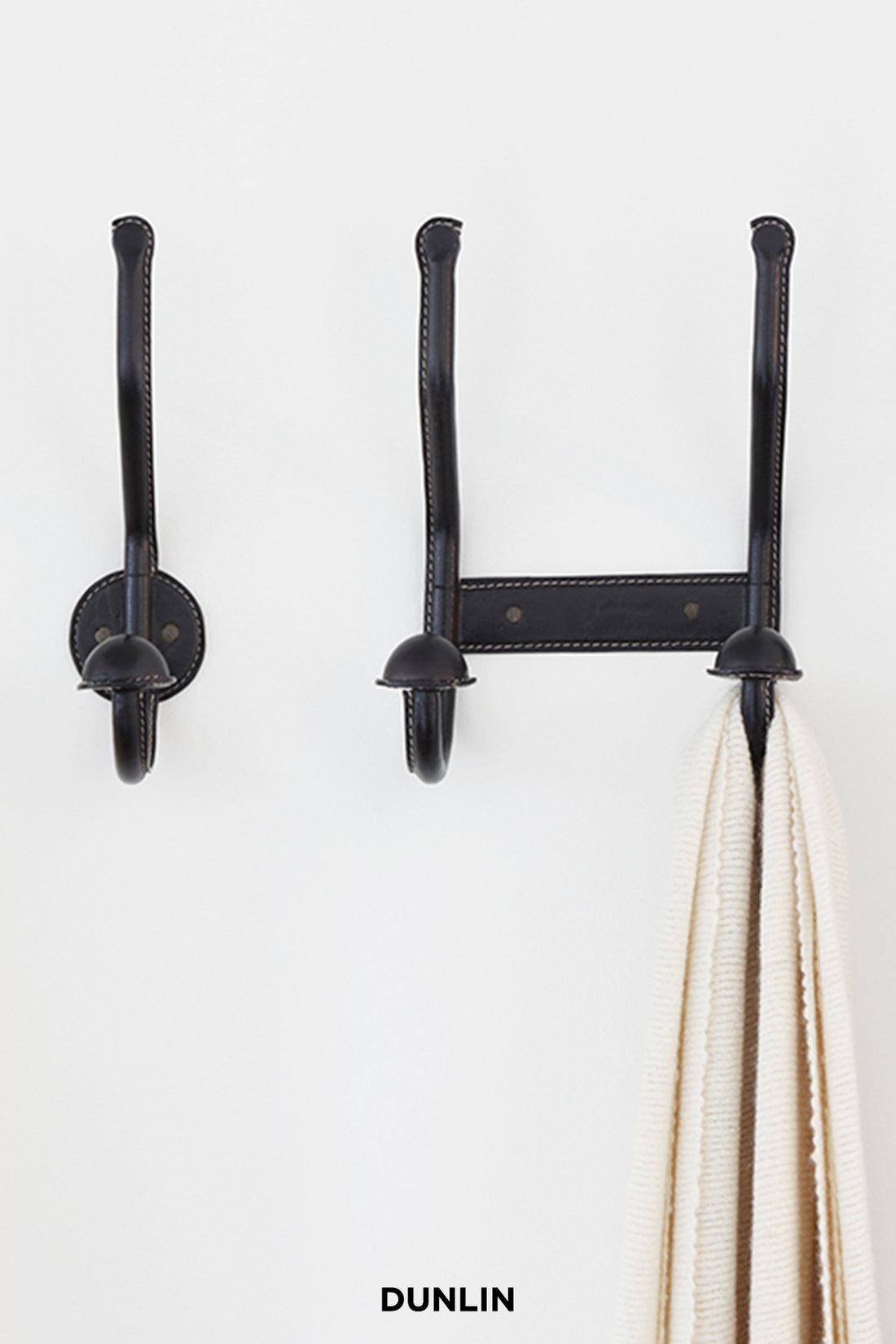 Rose Uniacke Stitched Leather Single Coat Hook Dunlin
