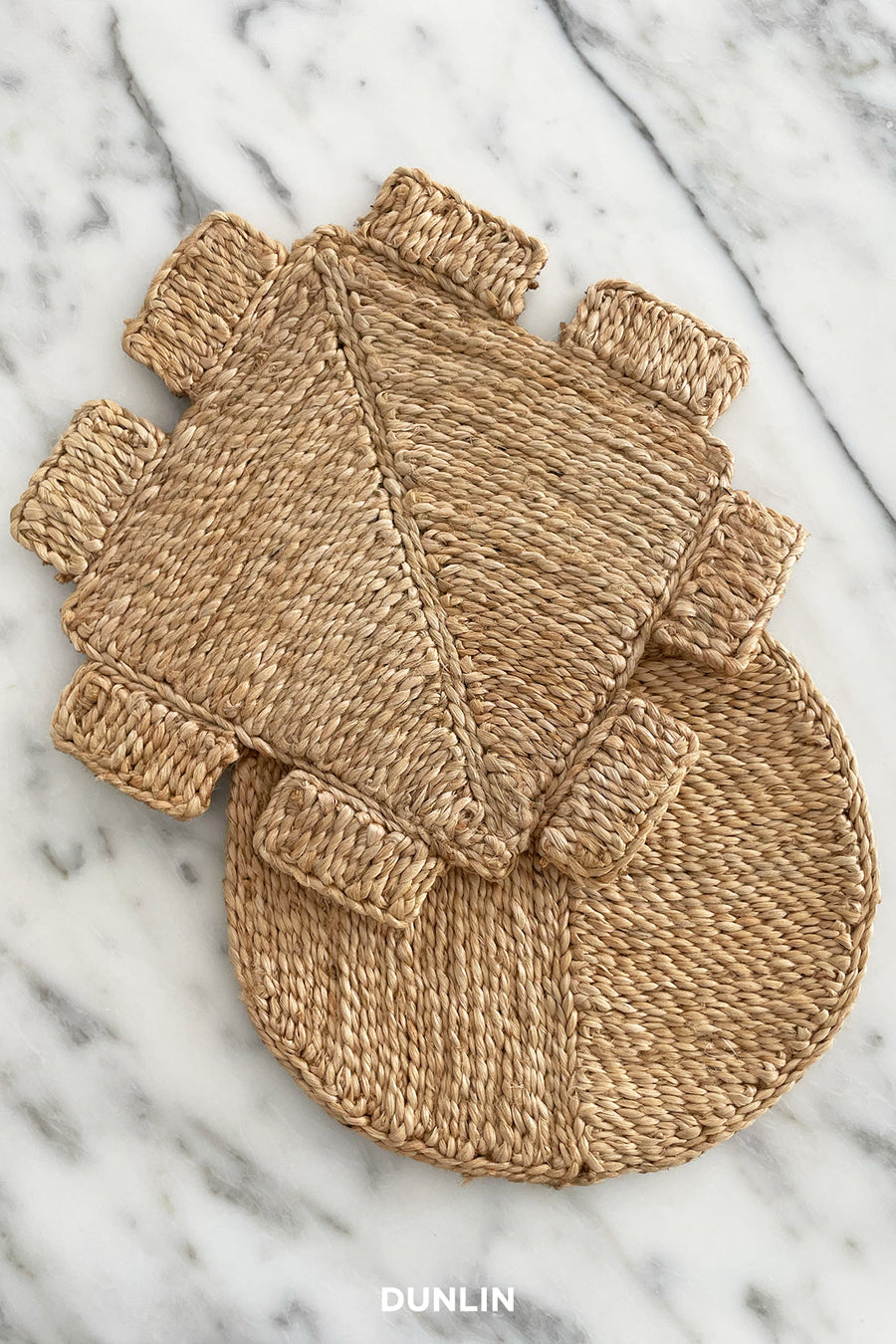 Allora Round and Block Jute Placemats Trivets by J'Jute