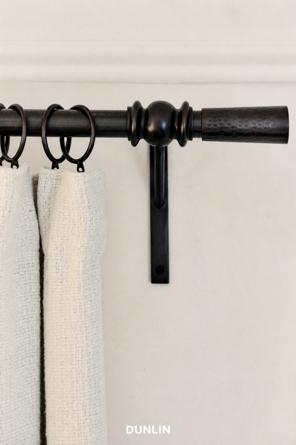 Dunlin Solid Brass Curtain Hardware, Hammered Weather Brass finials