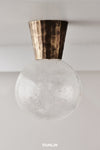 DUNLIN Heavy Weight Brass Facet Ceiling and Wall Light with Clear Bubble Glass Raw Tarnished Brass