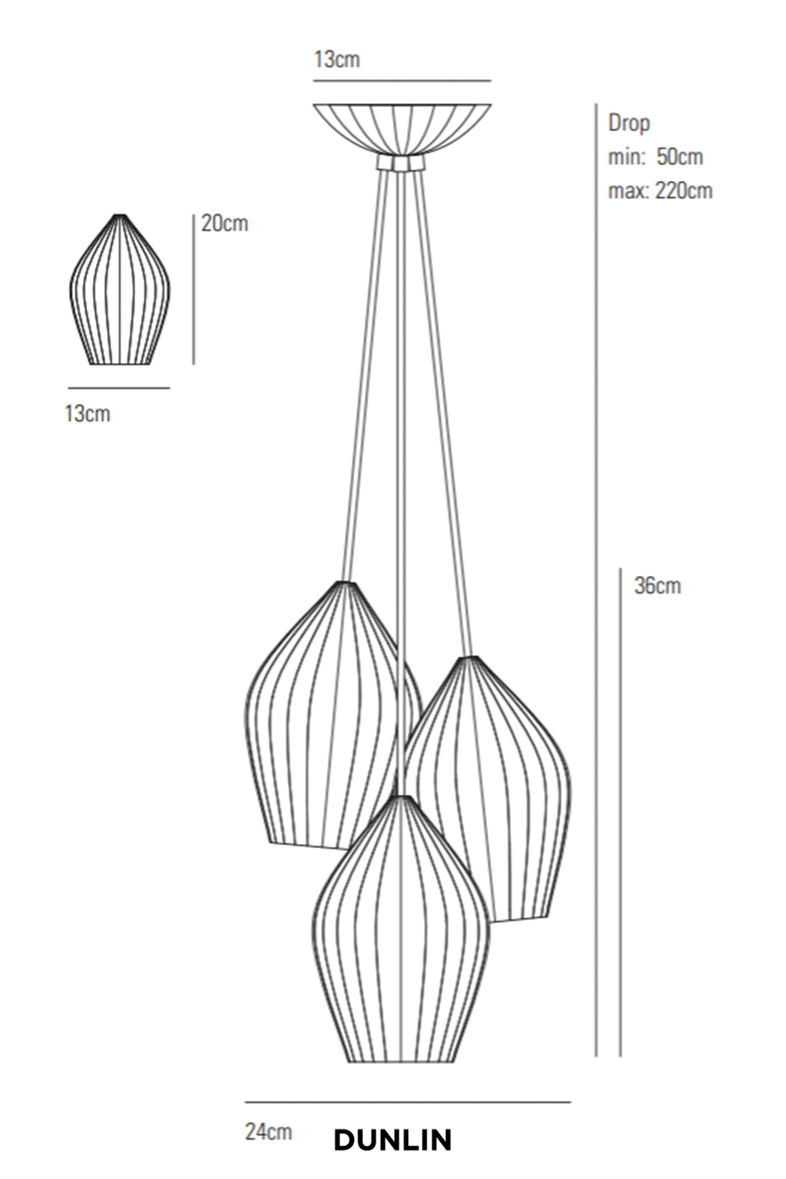 Fin Pendant Grouping of 3, Bone China