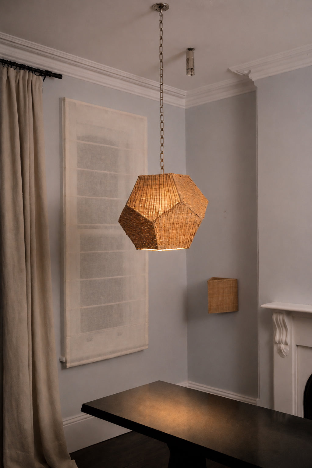 DUNLIN Gio Pendant in Rattan Lit