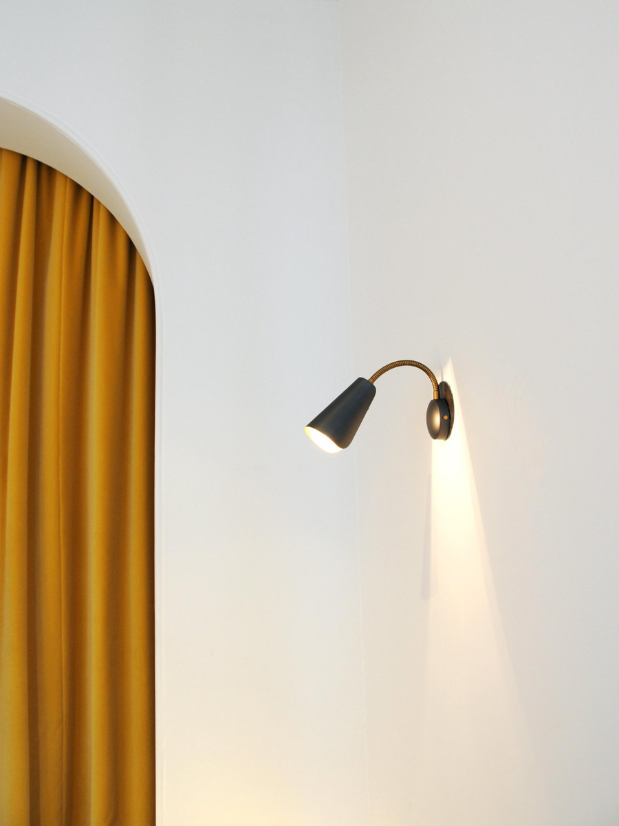 Gooseneck Wall Lamp by Rose Uniacke dark