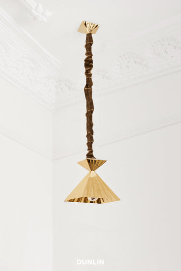 HK14 Pendant Light, Polished Brass with Scrunch