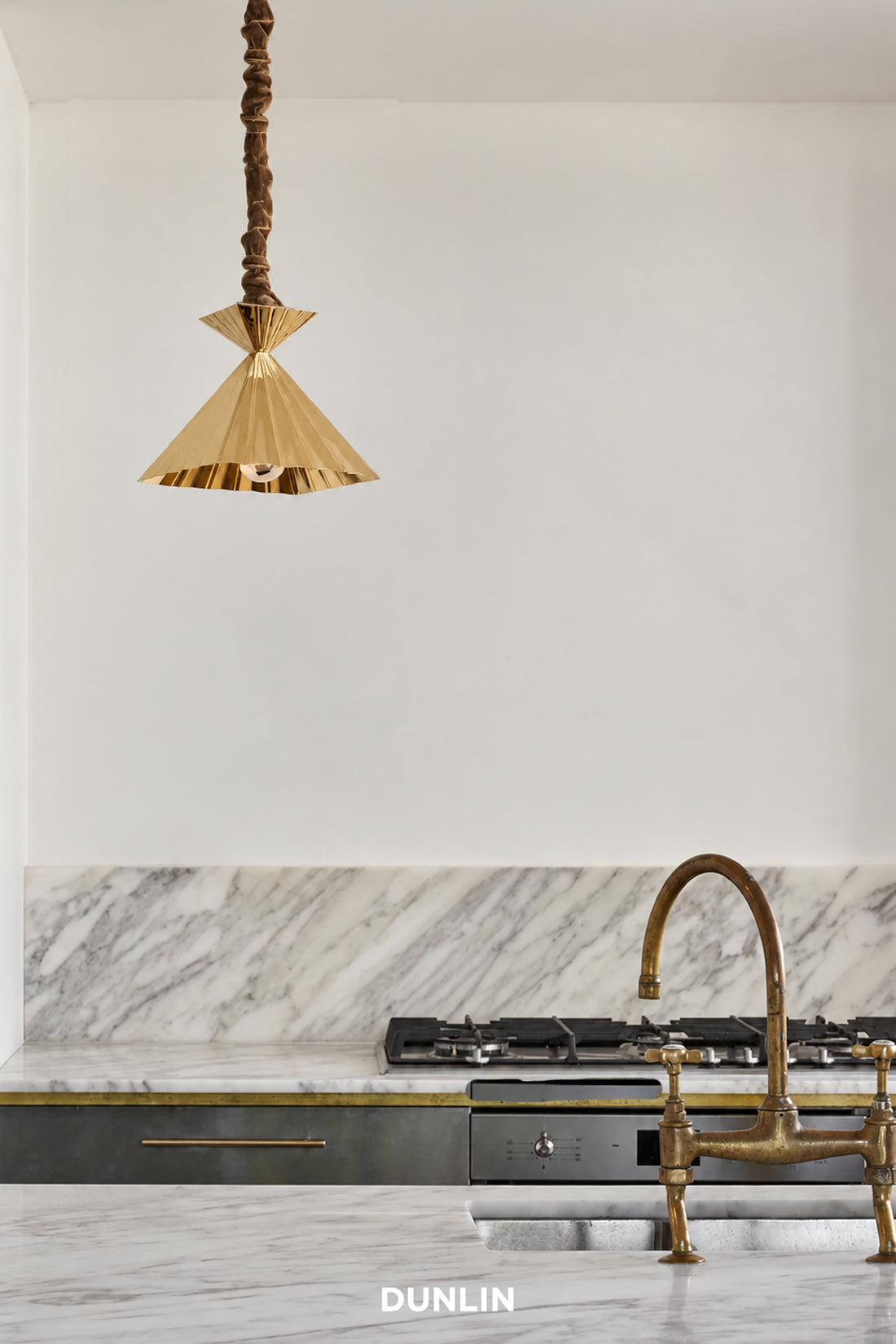 HK14 Pendant Light, Polished Brass with Velvet