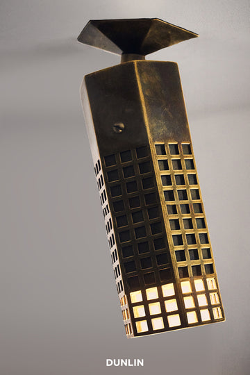 DUNLIN Hex Spot Light, Raw Tarnished Brass