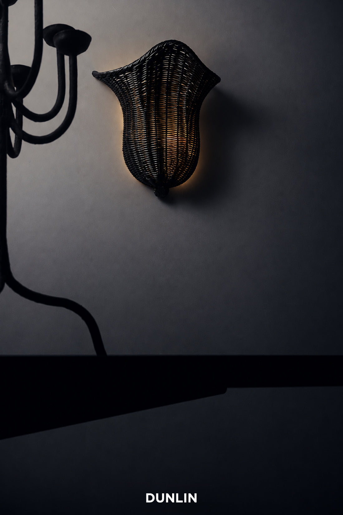 Jacopo Rattan Sconce, in Black by DUNLIN