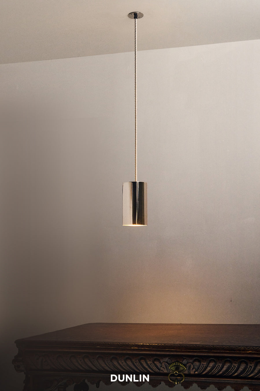 DUNLIN Mott St Pendant Light, Nickel Plated Brass