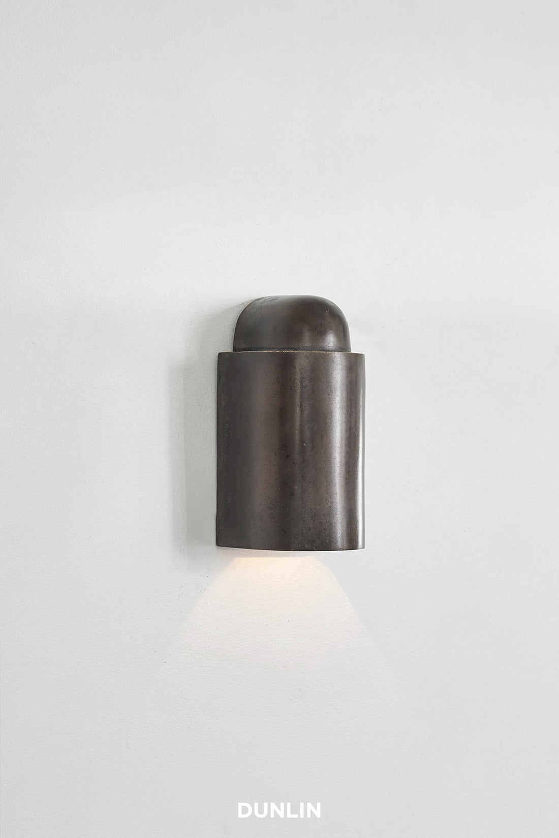 DUNLIN Decade Outdoor Wall Light in Weathered Brass, designed in Sydney, Australia