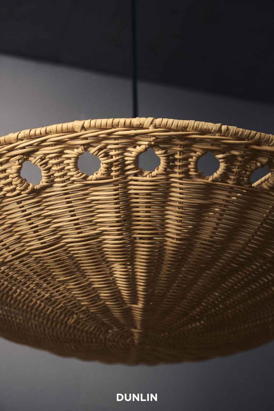 DUNLIN Piero Rattan Ceiling Light, Large