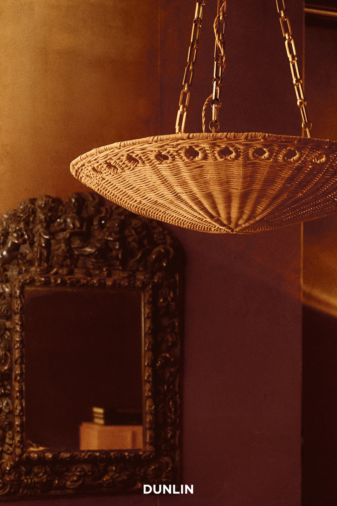 DUNLIN Piero Rattan Ceiling Light, Large