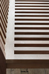 Slatted indoor/ Outdoor Bench by Rose Uniacke at Dunlin detail
