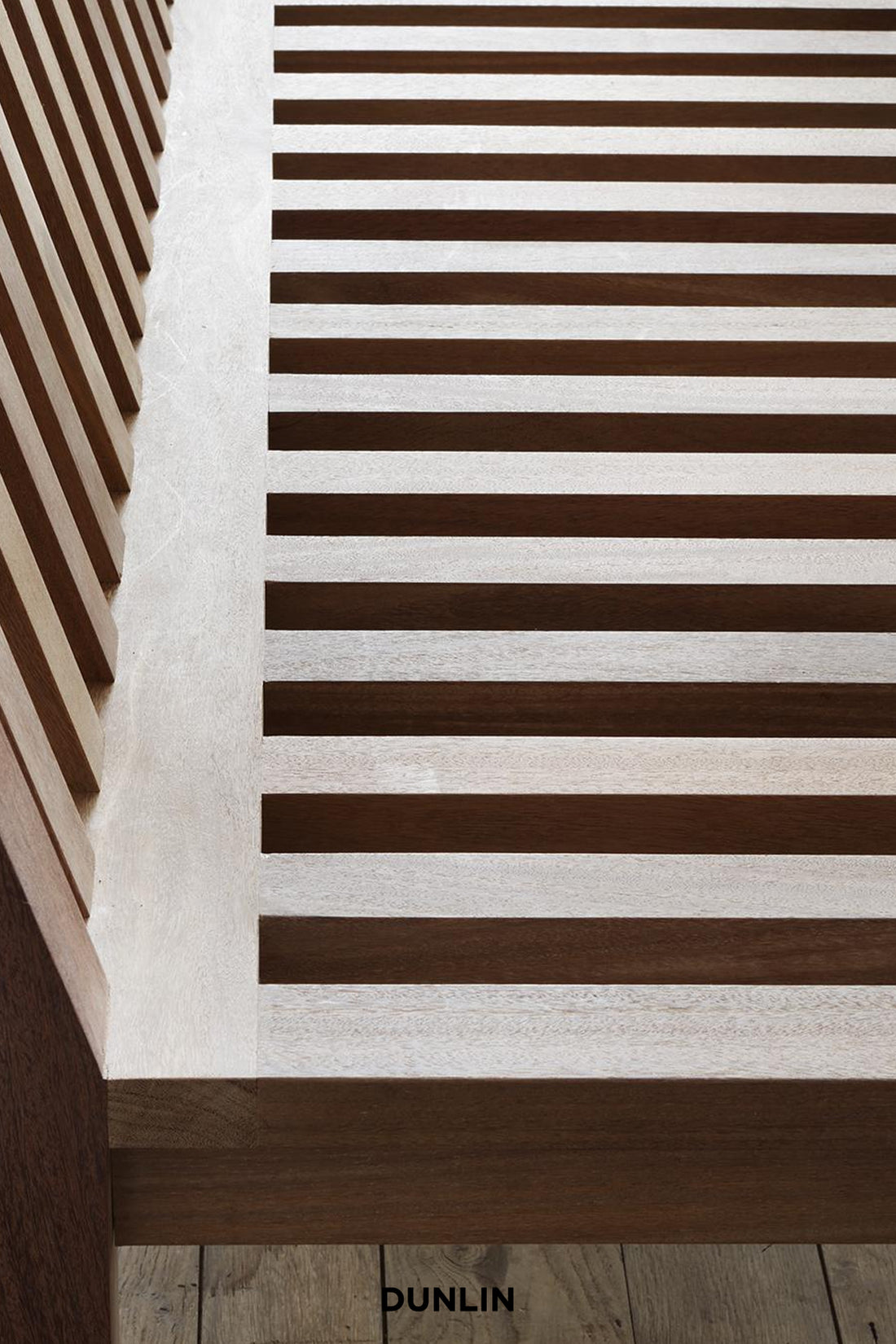 Slatted indoor/ Outdoor Bench by Rose Uniacke at Dunlin detail
