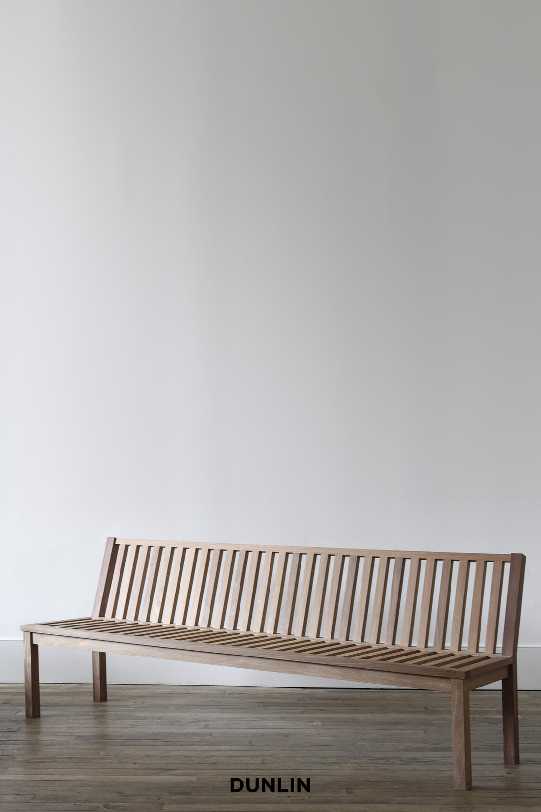 Slatted indoor/ Outdoor Bench by Rose Uniacke at Dunlin