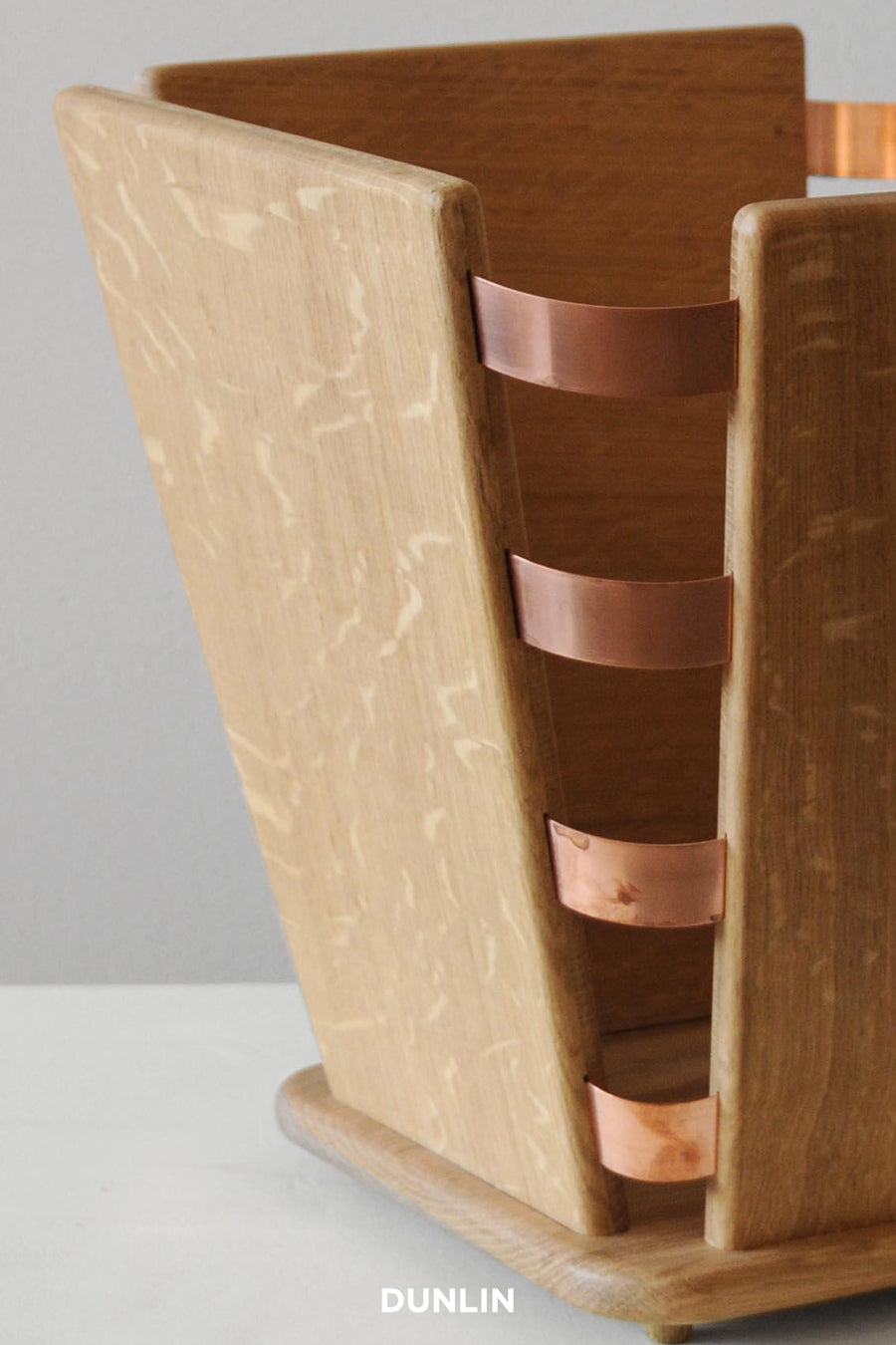 Wood & Copper Bound Wastepaper Bin by Rose Uniacke