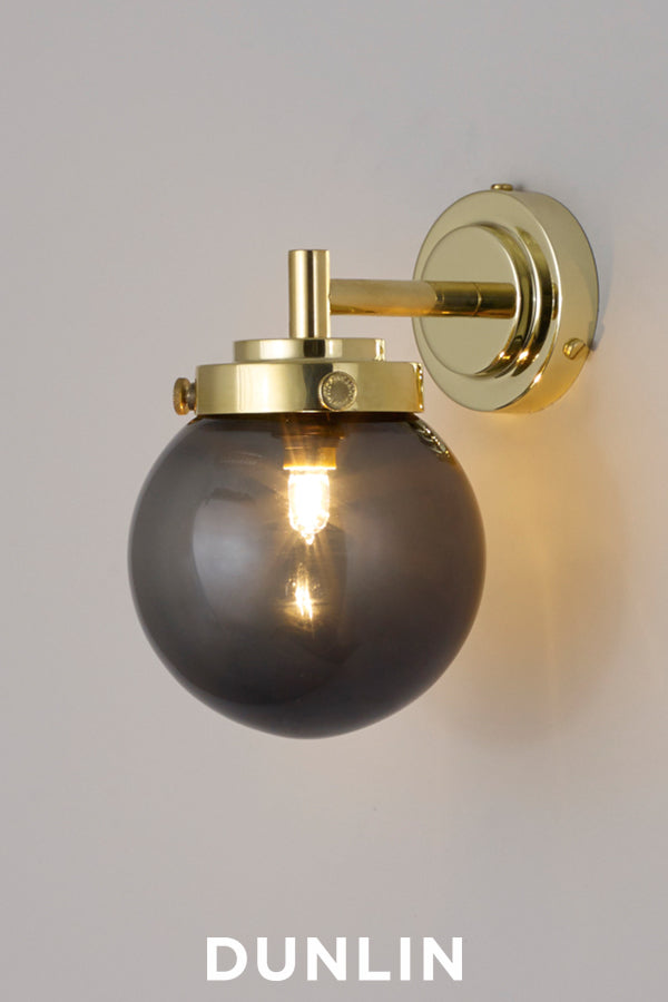 Mini Globe Wall Light, Opal with Brass