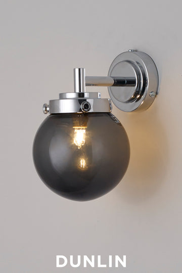 Mini Globe Wall Light, Anthracite with Chrome